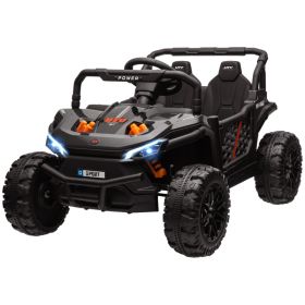 12V Ride On Truck, Battery Powered Electric Car for Kids w/ Remote Control, 4-Wheel Suspension & LED Lights, Black