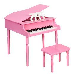 30-Key Wood Toy Kids Grand Piano with Bench & Music Rack