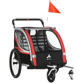 2-in-1 Walk/Ride Child Baby Bike Trailer for Kids 2 Seater, High-Visibility Bike Stroller for Toddler Wagon, Weather-Strong Double Bicycle Trailer Acc (Option: Red-750x220x860 mm)