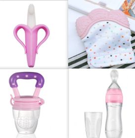 Baby Spoon Bottle Feeder (Option: Pink set)