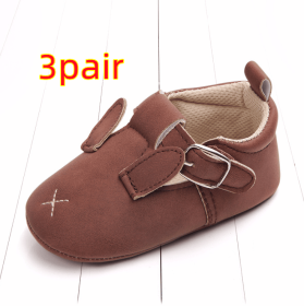 Spring and autumn cartoon animal baby shoes matte leather non-slip soft bottom baby shoes wholesale 0884 (Option: Rabbit B 3pair-13CM)