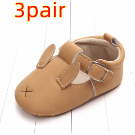 Spring and autumn cartoon animal baby shoes matte leather non-slip soft bottom baby shoes wholesale 0884 (Option: Rabbit A 3pair-13CM)