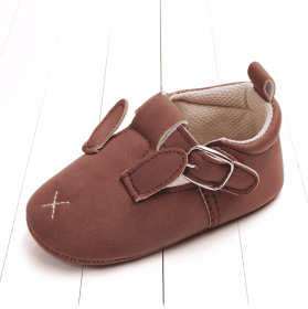 Spring and autumn cartoon animal baby shoes matte leather non-slip soft bottom baby shoes wholesale 0884 (Option: Coffee rabbit-13CM)