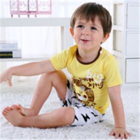 Cartoon Clothing Baby Boy Summer Clothes T-shirt Baby Girl Casual Clothing Sets (Option: Lion-73cm)