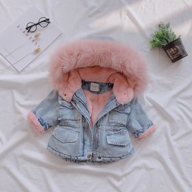 Girl denim coat (Option: Pink-100cm)
