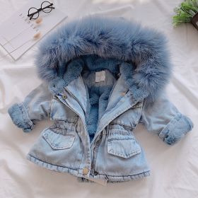 Girl denim coat (Option: Blue-75cm)