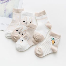 Cotton breathable male and female baby socks (Option: Khaki-XL)