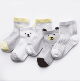 Children's Socks Pack of 5 Colors Breathable Summer Cotton Socks for Boys and Girls (Option: 4-M)
