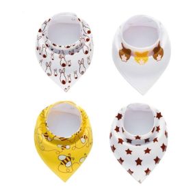 4pcs Lot Bibs Burp Cloth Print Arrow Wave Triangle Baby Bibs Cotton Bandana Accessories (Option: 21)