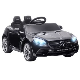 Mercedes SLC 300 Licensed Kids Electric Car with Remote Control, 12V Battery Powered Kids Ride on Car with Music, Lights, Suspension for 3-6 Years Old (Option: Black-1080x560x290 mm)