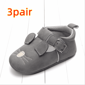 Spring and autumn cartoon animal baby shoes matte leather non-slip soft bottom baby shoes wholesale 0884 (Option: Mouse B 3pair-11CM)