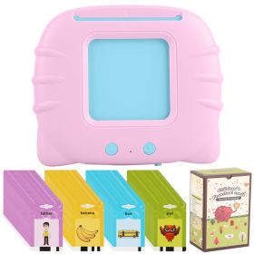 1 Set 224 Words Kid Talking Cards 112 Card Electronic Cognitive Audio Toddler Reading Machine Animal Shape Color Repeated Learning Cards English For C (Option: Pink)