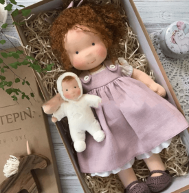Handmade Plush Doll Golden Curly Girl Finished Product (Option: O)