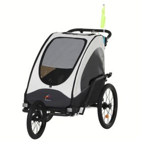 Bike Trailer for Kids 3 In1 Foldable Child Jogger Stroller Baby Stroller Transport Carrier with Shock Absorber System Rubber Tires Adjustable Handleba (Option: White-1000x690x290 mm)