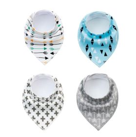 4pcs Lot Bibs Burp Cloth Print Arrow Wave Triangle Baby Bibs Cotton Bandana Accessories (Option: 24)