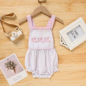 Baby Sweet Bunny Romper, Ruffle Trim Onesie With Adjustable Straps & Snap Closure (Option: White-12to18 Month)