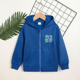 Toddler Girl Zip Up Hoodie Jacket Sorry Or Whatever Letter Print Long Sleeve Sweatshirt Kids Hooded Jacket (Option: Blue-6Y)