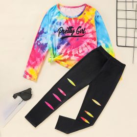 Toddler Girls' Spring Fall Outfit Set Pretty Girl Letter Print Long Sleeve Pullover Top & Matching Pants (Option: 9Y)
