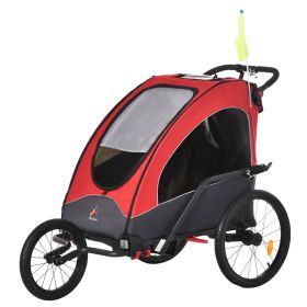 Bike Trailer for Kids 3 In1 Foldable Child Jogger Stroller Baby Stroller Transport Carrier with Shock Absorber System Rubber Tires Adjustable Handleba (Option: Red-1000x690x290 mm)