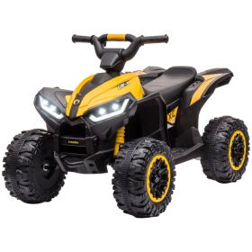 12V Kids ATV Quad Car with Forward & Backward Function, Four Wheeler for Kids with Wear-Resistant Wheels, Music, Electric Ride-on ATV for Toddlers Age (Option: Yellow-840x440x370 mm)