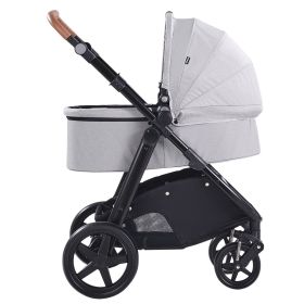 VEVOR Travel System Stroller with Infant Bassinet, 2-in-1 Baby Cradle Stroller Combo, Reversible Seat, Easy One-button Folding (Color: Light Gray)