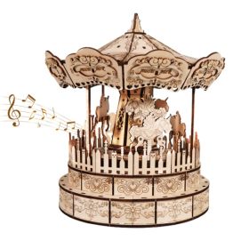 Music Park 3d Wooden Puzzle Carousel Music Box Handmade Assembly Model Kit Holidays Birthdays Christmas Gifts (Option: defaulttitle)