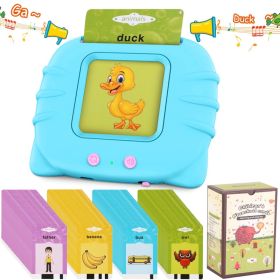 1 Set 224 Words Kid Talking Cards 112 Card Electronic Cognitive Audio Toddler Reading Machine Animal Shape Color Repeated Learning Cards English For C (Option: Blue)