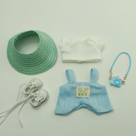 5PCS-Set Cute Hat Shoes Doll Clothes Outfit Set For LABUBU 15CM-17CM Doll, Adorable Dress Up Accessories For Doll - Dolls Not Included (Option: Blue)