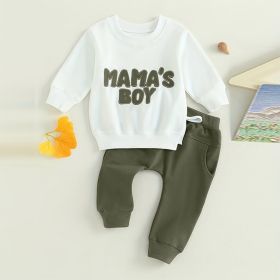 Baby Boy's 2-Piece Sweatshirt Set Round Neck Letter Print Top & Drawstring Jogger Pants For Spring & Fall (Option: Light Green-6to9 Month)
